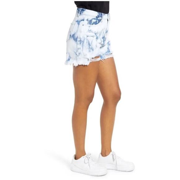 BP. NEW $29 Ripped Non-Stretch Denim Cutoff Shorts Blue Bleached Wash Size 27 - Picture 4 of 4